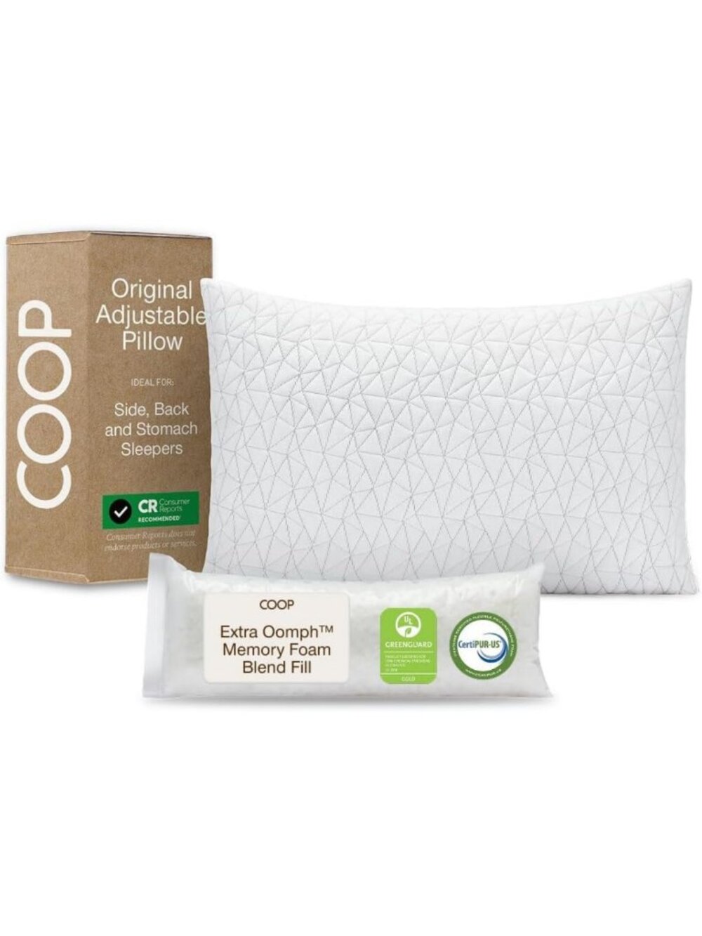 Adjustable Queen Size Memory Foam Pillow - Medium Firm for Back, Stomach & Side